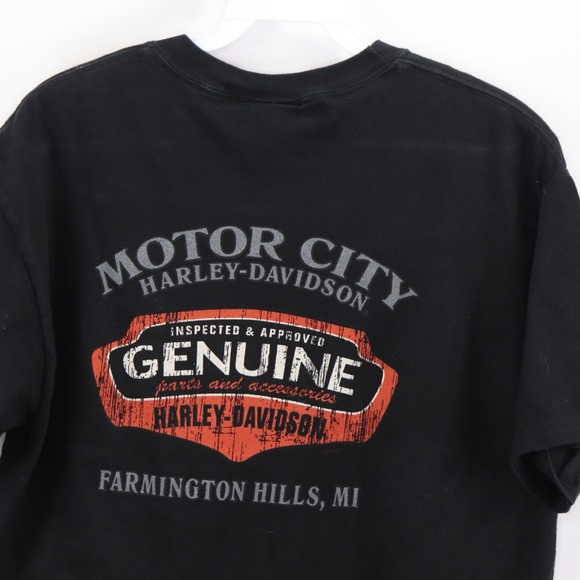 Harley Davidson Mens Medium Big Logo T Shirt Black - Picture 7 of 8